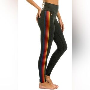 Aviator Nation Charcoal 5 Stripes Leggings Size XL NWT